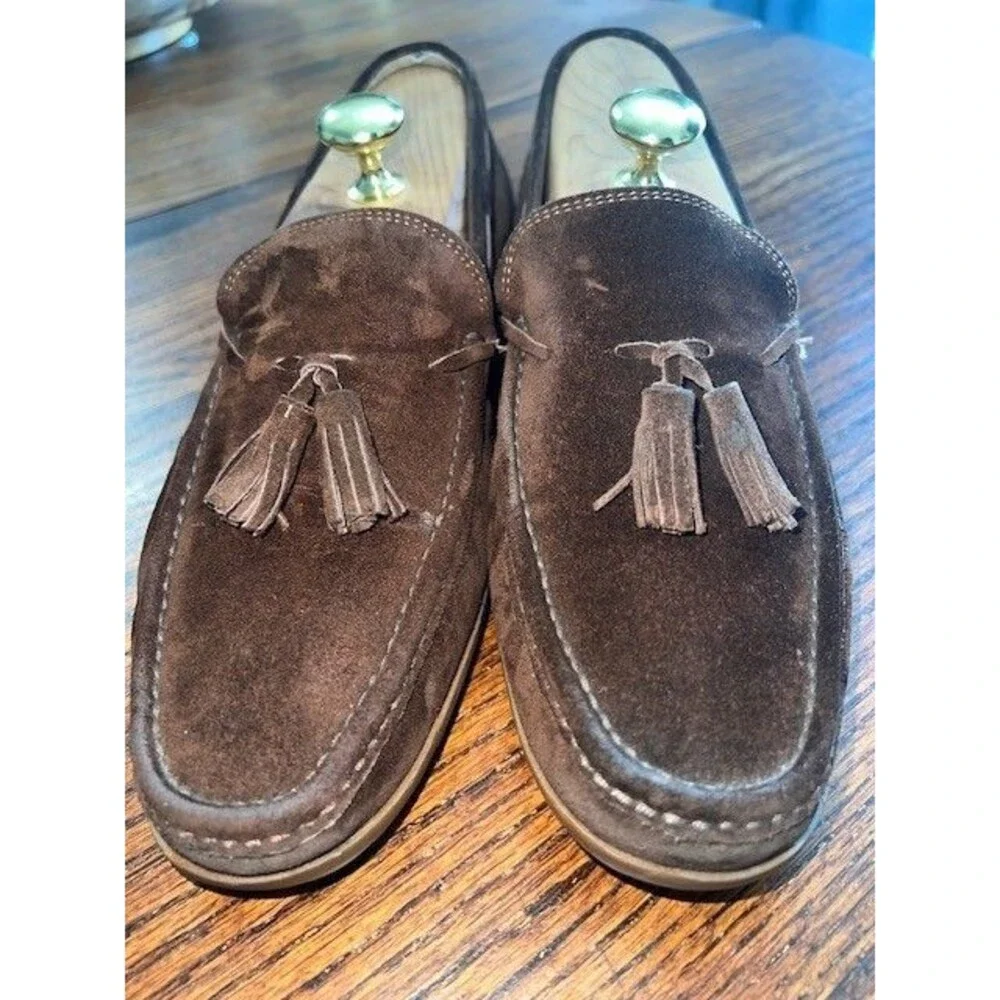 Bally “Carmel” Chocolate Brown Suede Tassel Loafers Men’s Size 9M